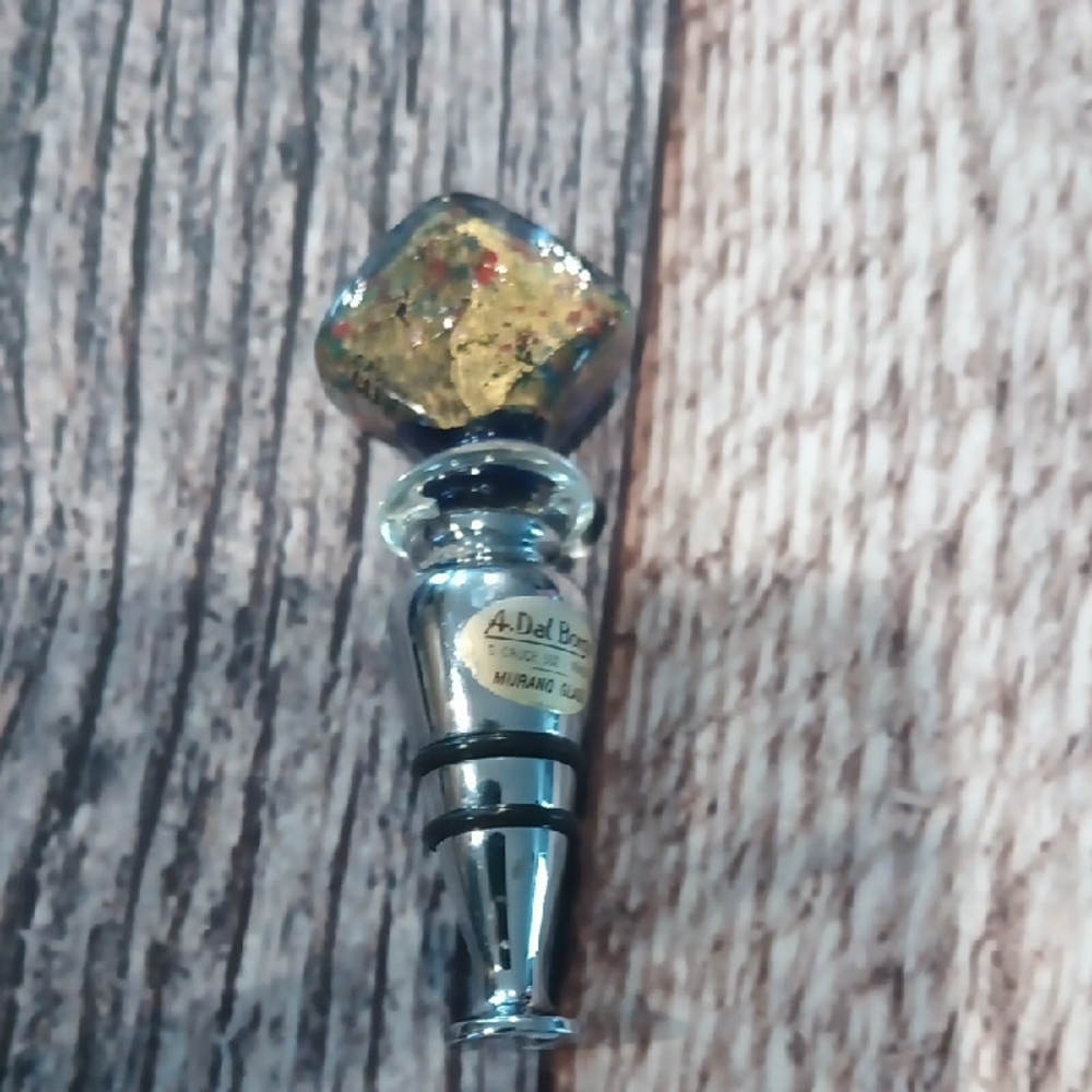 Murano Glass Vintage Gold and Silver Wine Stopper